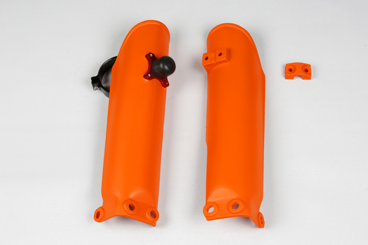 Fork Slider Protector + Quick Starter orange for Ktm SX 65 (2002-25) - REPLICA PLASTICS - KT04017-127 - Ufo Plast