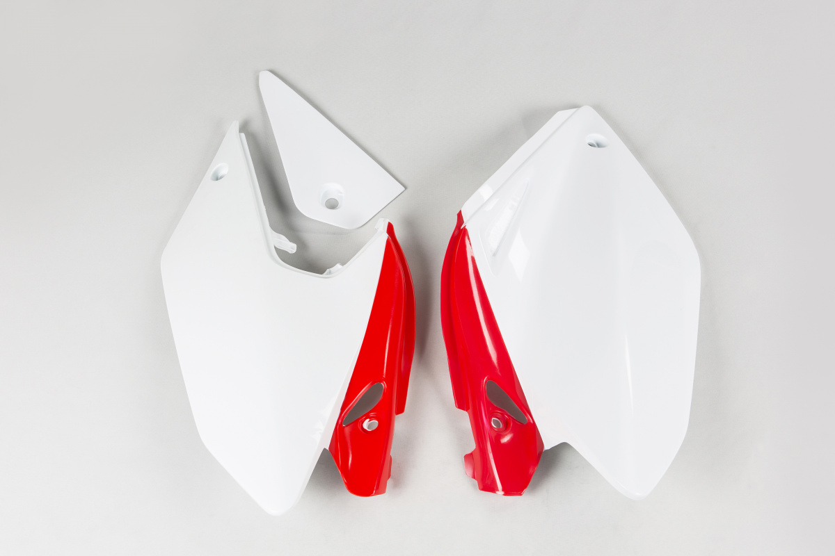 Side panels - white-red - Honda - REPLICA PLASTICS - HO03647-W - UFO Plast