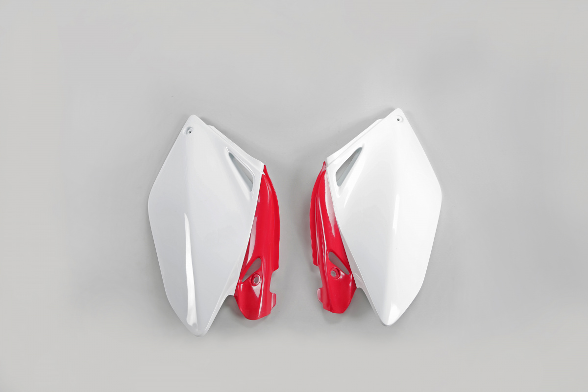 Side panels - white-red - Honda - REPLICA PLASTICS - HO04606-W - UFO Plast