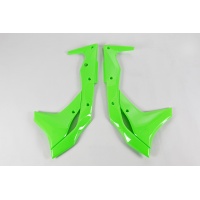 Radiator Covers neon green for Kawasaki KXF 250 (2017-20) - REPLICA PLASTICS - KA04747-AFLU - Ufo Plast