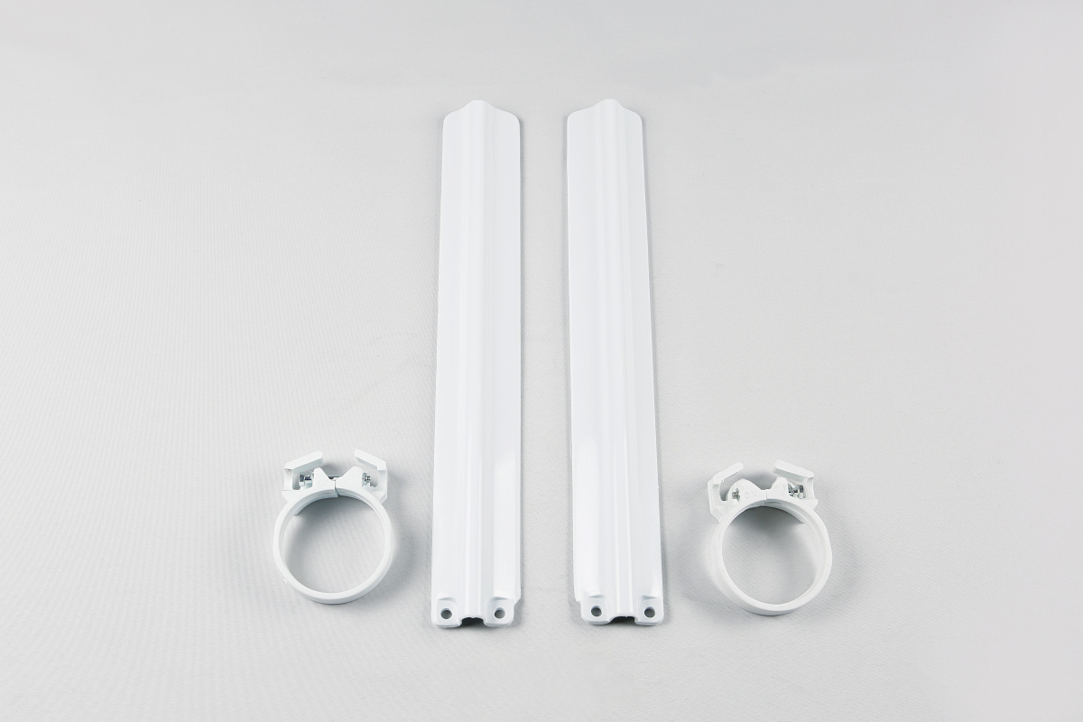 Fork Slider Protectors white for Suzuki RM 125 (1991) - RM 250 (1991) - REPLICA PLASTICS - SU02925-041 - Ufo Plast