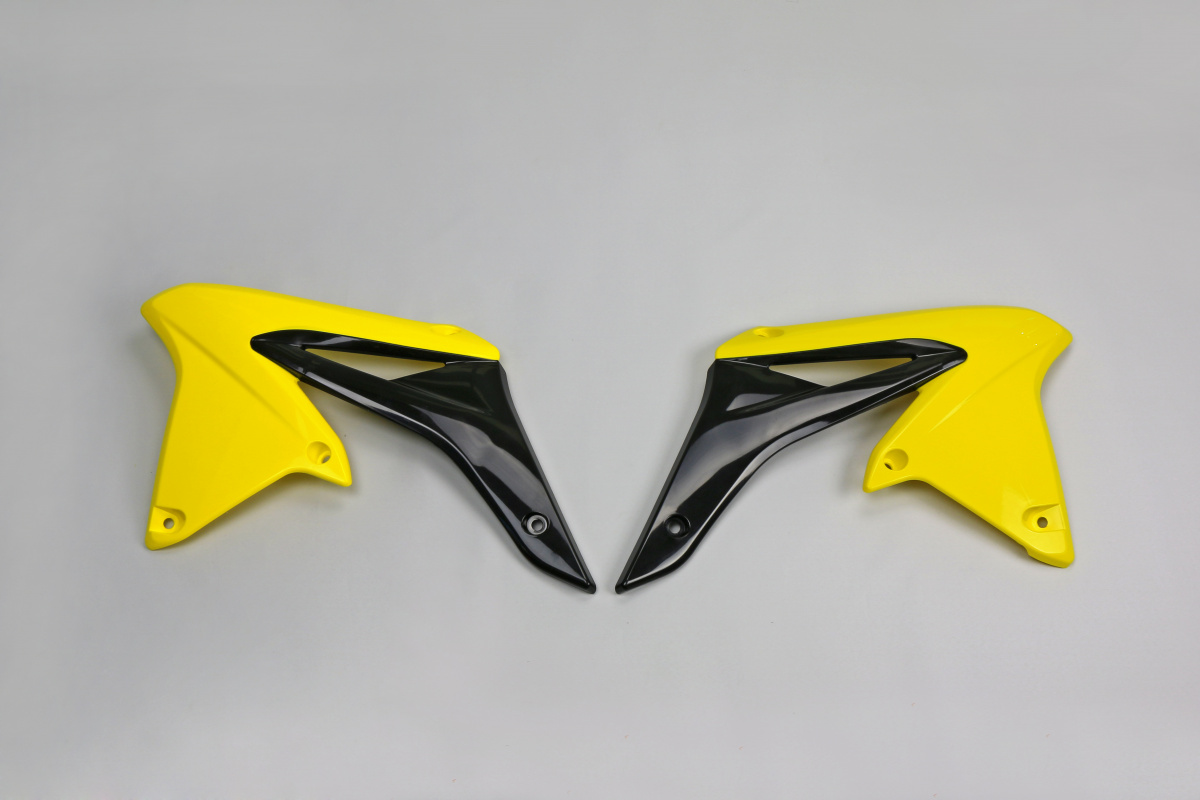 Radiator Covers yellow-black for Suzuki RMZ 250 (2010-18) - REPLICA PLASTICS - SU04928-102 - Ufo Plast