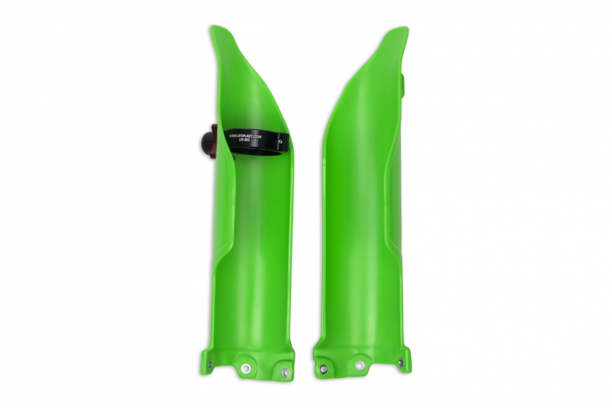 Fork slider protectors + quick starter - neon green - Kawasaki - REPLICA PLASTICS - KA04757-AFLU - UFO Plast