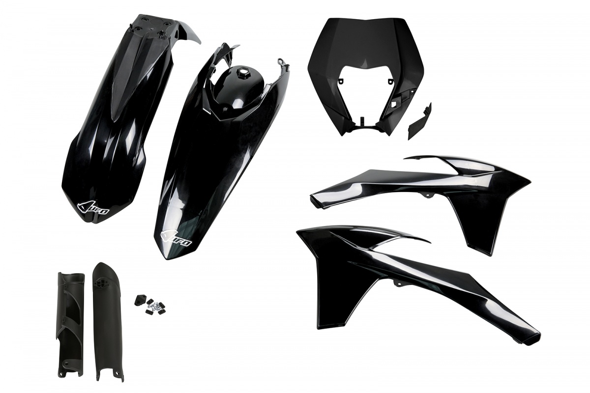 Full Plastic Kit black for Ktm EXC 125/XC W125 - EXC 200 - EXC 250/XC W250 - EXC-F 250/XCF W250 - EXC 300/XC W300 - EXC-F 35....