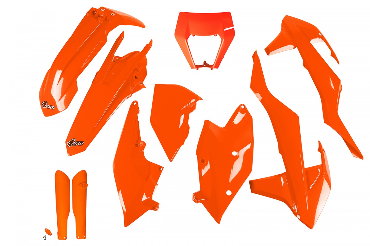 Full plastic kit / with headlight Ktm - neon orange - REPLICA PLASTICS - KTKIT523F-FFLU - UFO Plast