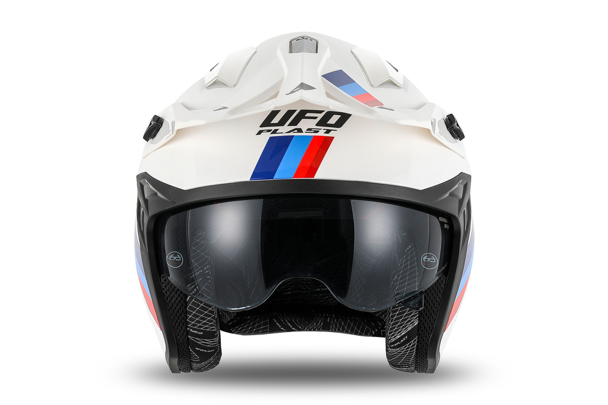 Sheratan cross jet helmet white, red, blue